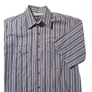 Vintage Wrangler XLong tail Shirt Sleeve Striped Shirt‎ Men's Size 16 1/2